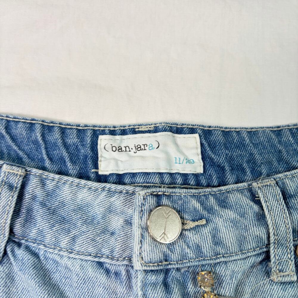 banjara womens distressed denim shorts jewel details. Size 11, 29. festival - Picture 5 of 6